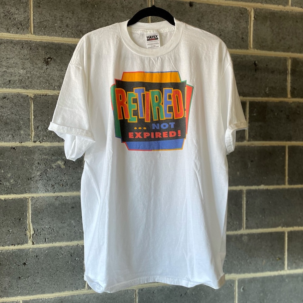 Vintage - Tultex - XLarge - White - Short Sleeved Retirement Graphic Tee